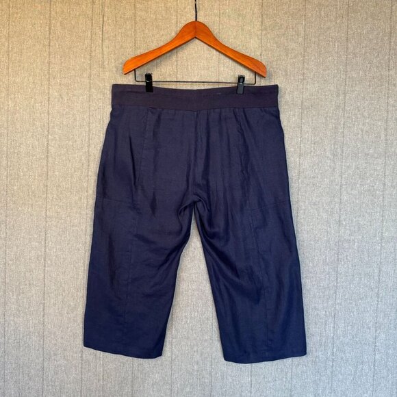 Eileen Fisher 100% Organic Linen Drawstring Waistband Wide Crop Leg Pant Size XL - Picture 3 of 8
